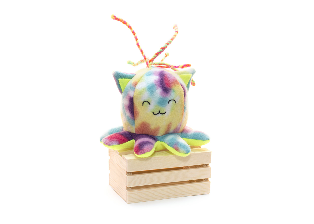 Rainbow Tribe Taneko plushies by Sophia Adalaine // octopus cat octocat handmade plush toy