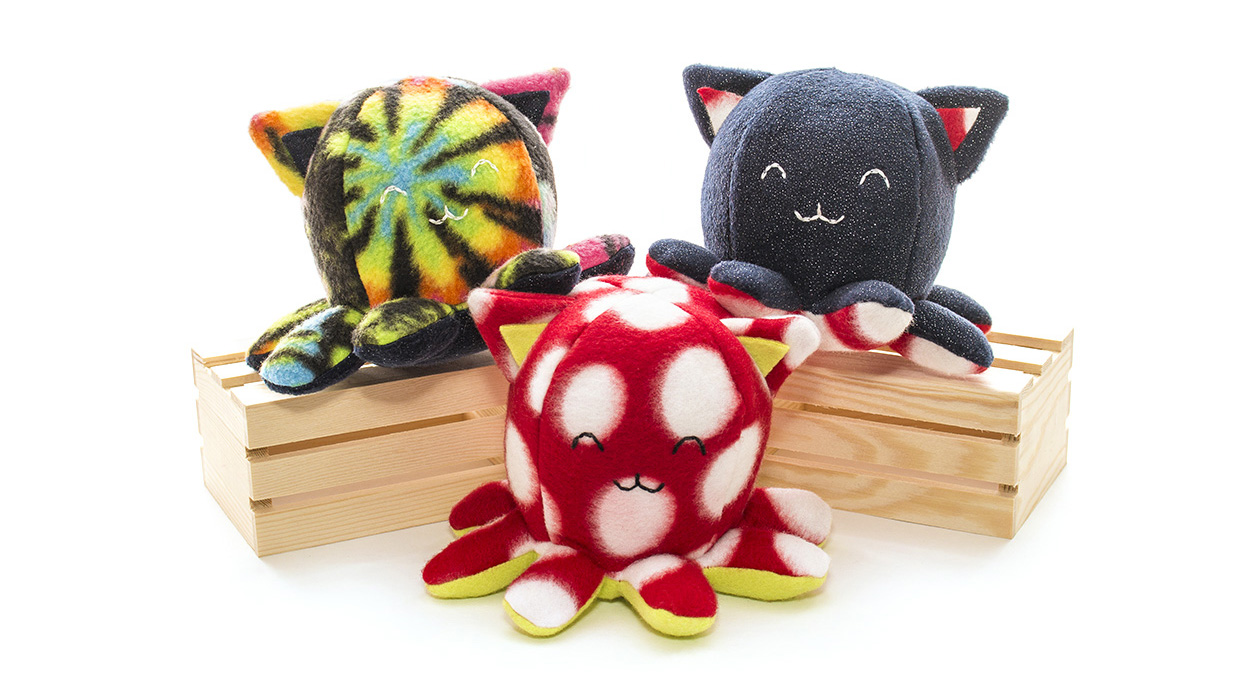 Astroliteration Taneko plushies by Sophia Adalaine // octopus cat octocat handmade plush toy