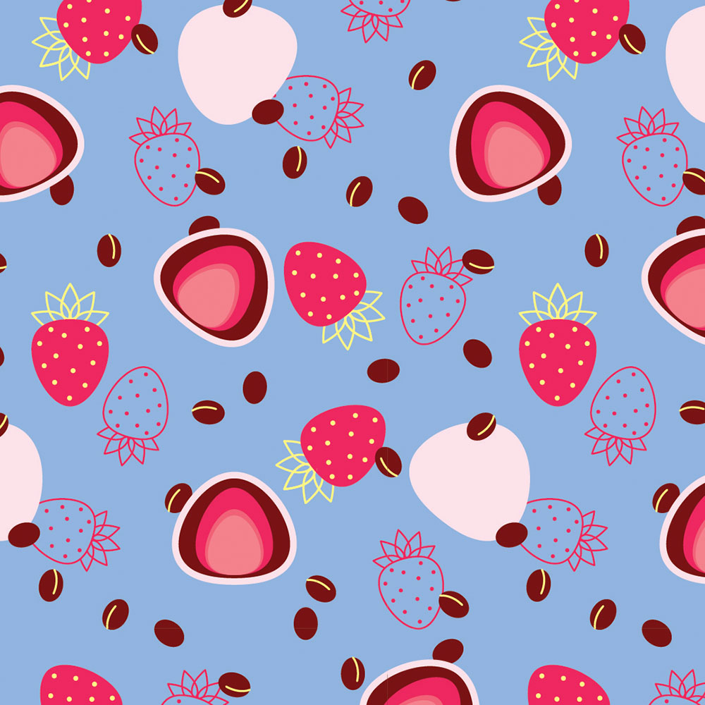 GBBO pattern art series by Sophia Adalaine // 1980s strawberry daifuku week