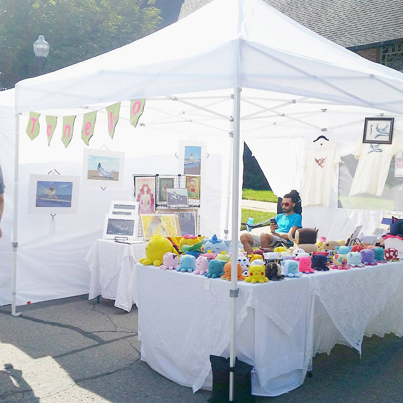 Taneko Says Hello booth display at Chestnut Art Mart