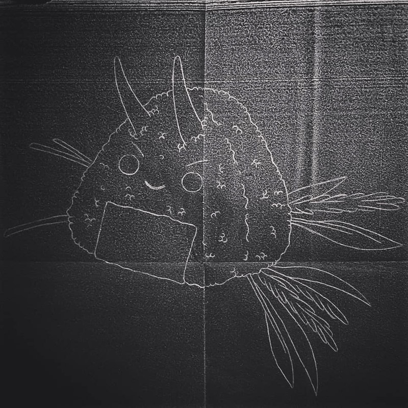 carbon transer paper with an illustration of Oni-giri