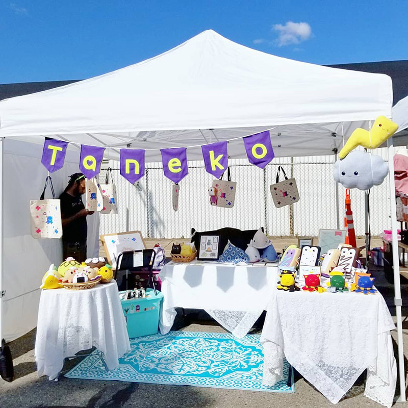 Taneko Says Hello table booth display at DIYpsi