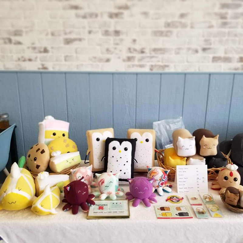 Taneko Says Hello table booth display at Matty J's Bakery