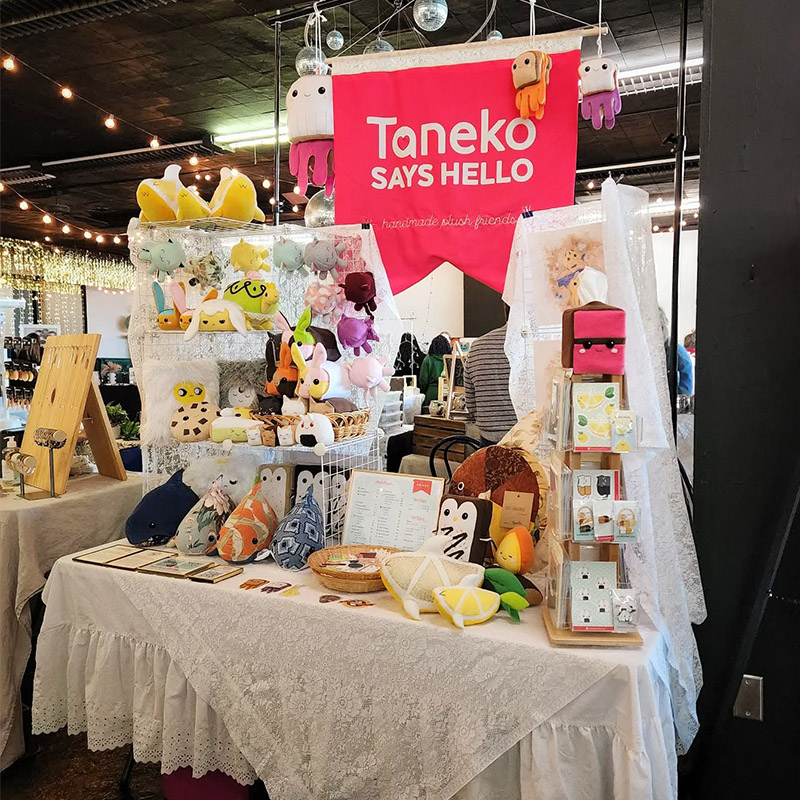 Taneko Says Hello table booth display at Handmade Toledo Maker's Mart