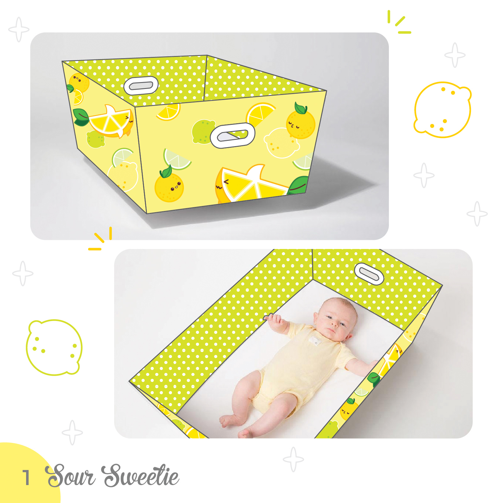 Custom pattern art for a baby box by Sophia Adalaine