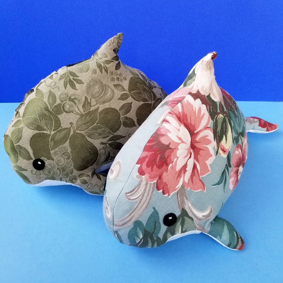 Repurposed Porpoise plush toys handmade by Sophia Adalaine