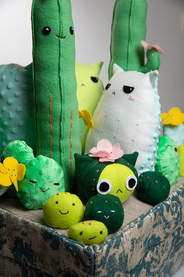 A Pot of Cactus Cats // soft sculpture art by Sophia Adalaine