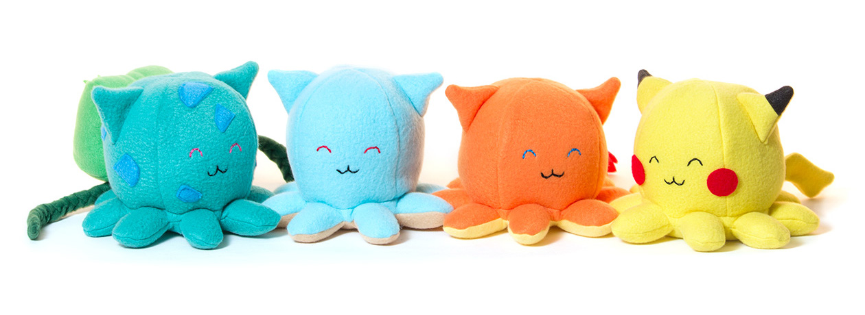 Taneko plushies by Sophia Adalaine // octopus cat octocat handmade plush toy