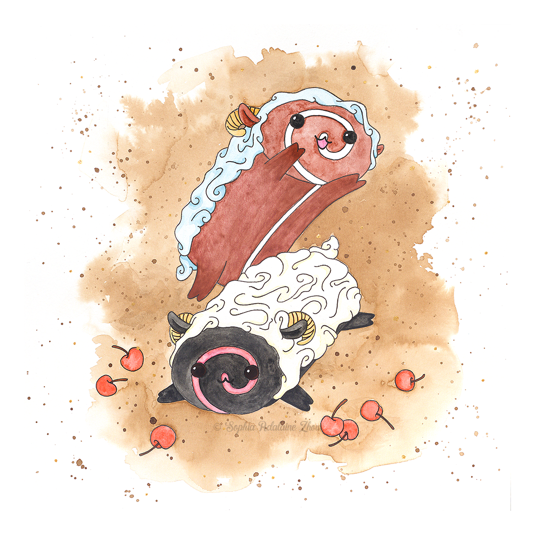 Swiss Sheep Rolls illustration series by Sophia Adalaine // mixed media pun illustrations